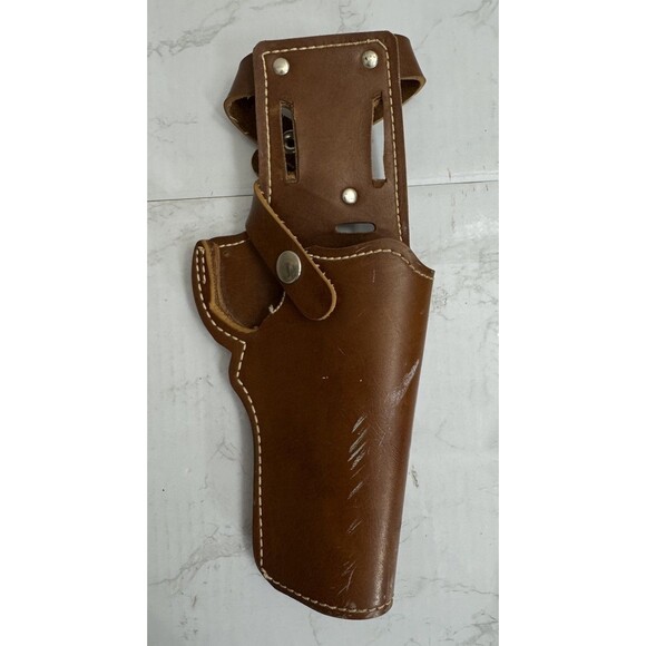 S&W SMITH WESSON 19-24 LH LEATHER HOLSTER- Medium Brown With Snaps - Picture 2 of 5